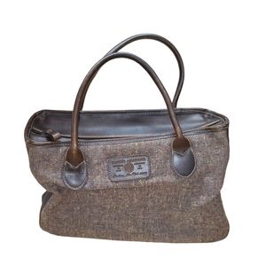 ⚡️VINTAGE CANDIES PURSE BROWN CONFETTI TWEED HANDBAG FAUX LEATHER